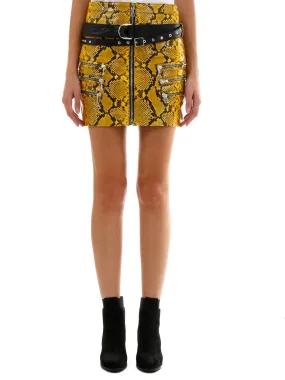 Unravel Yellow Python Leather Skirt