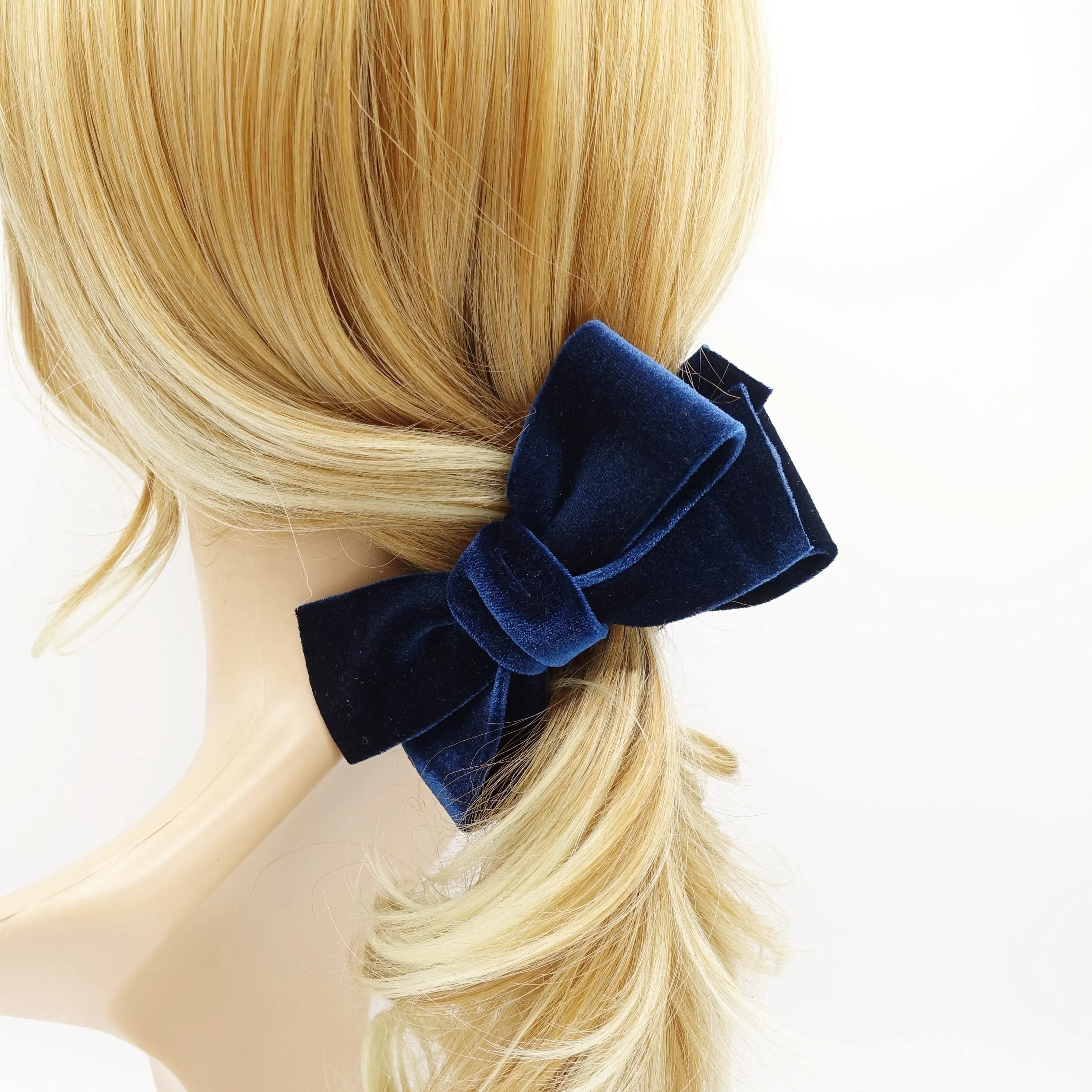 velvet bow banana hair clip