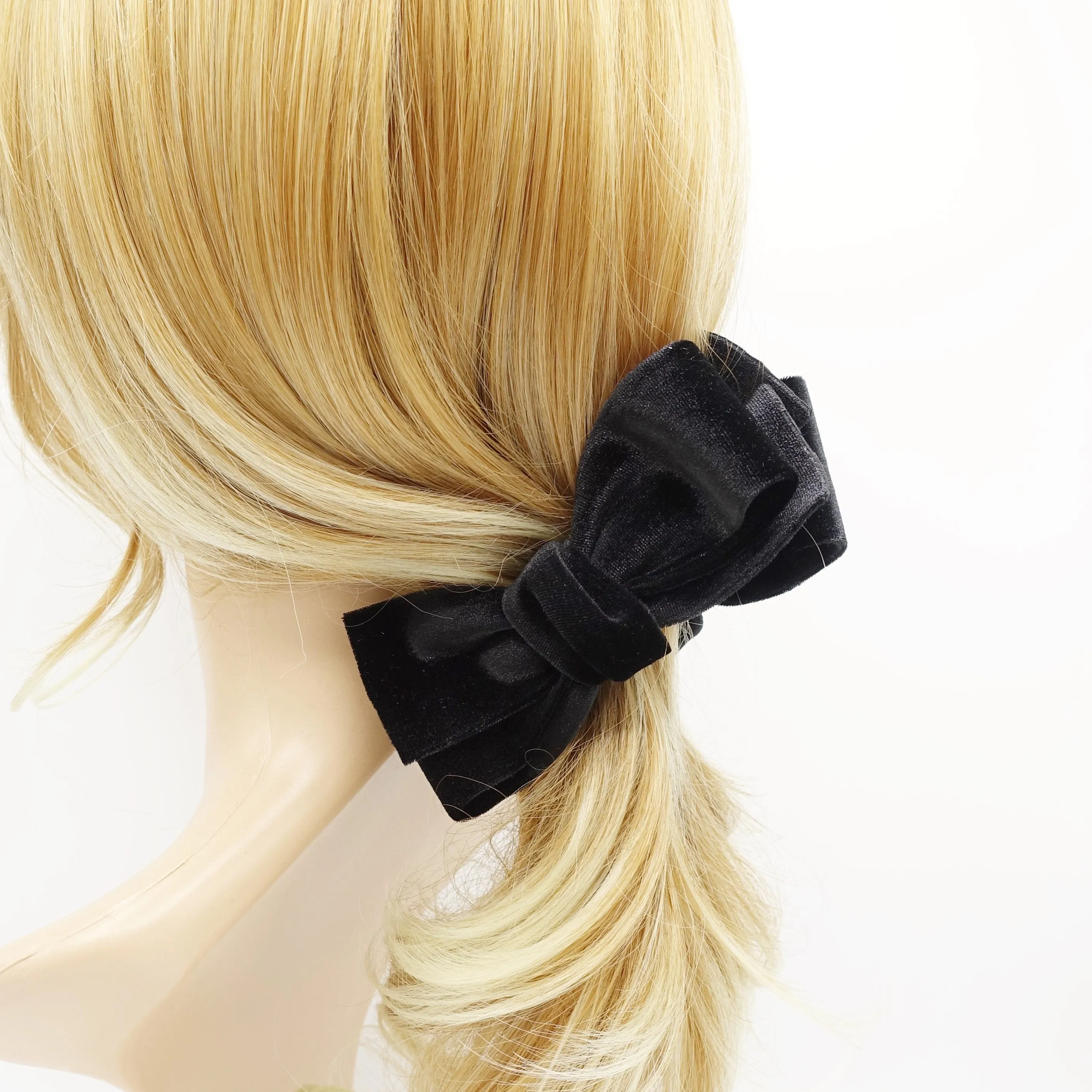 velvet bow banana hair clip