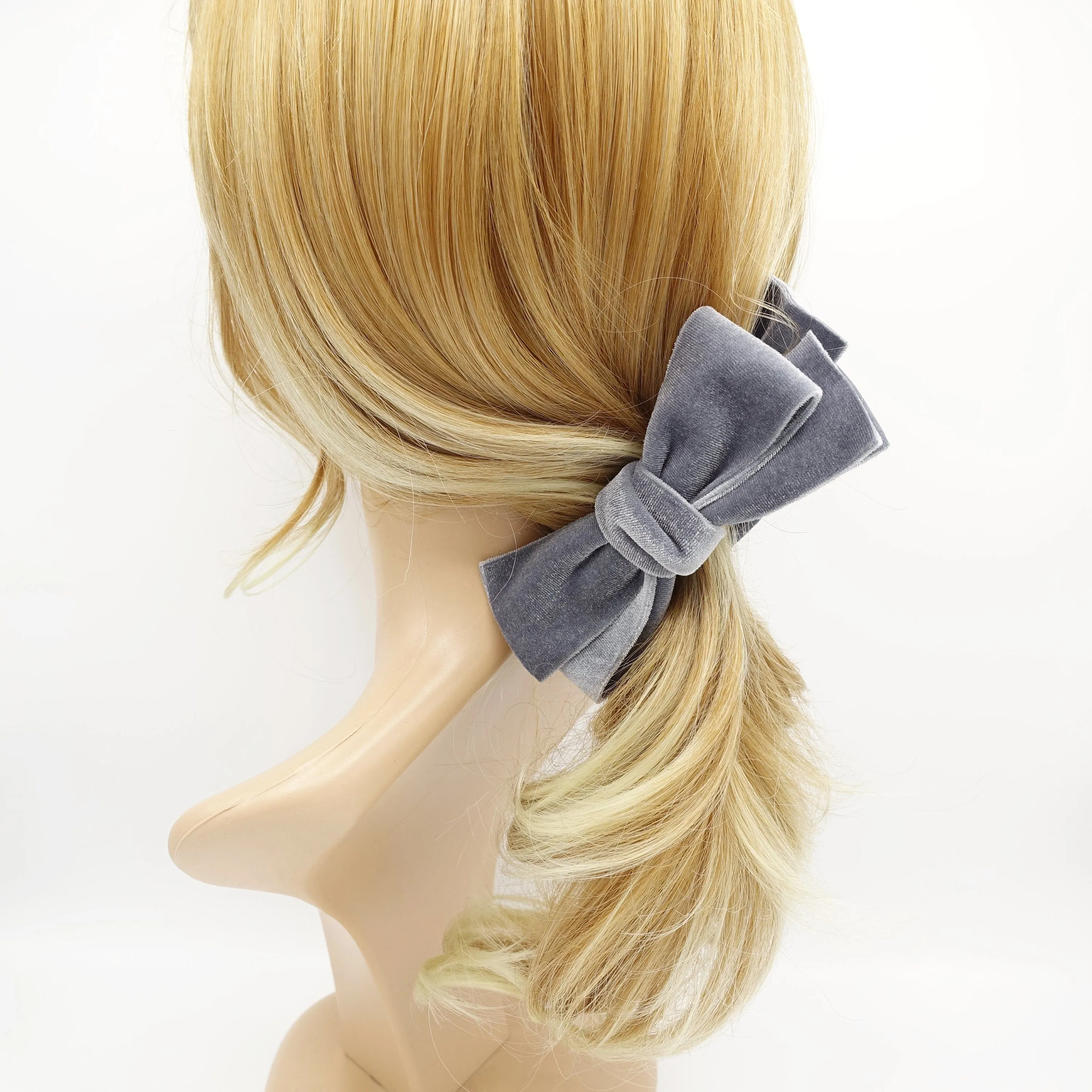 velvet bow banana hair clip