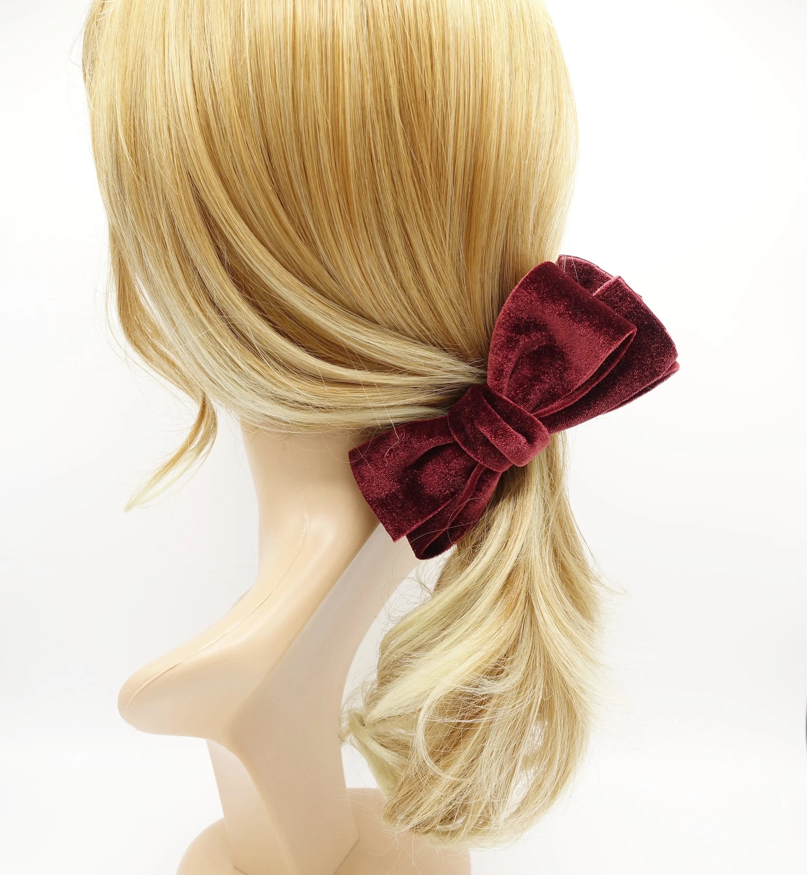 velvet bow banana hair clip