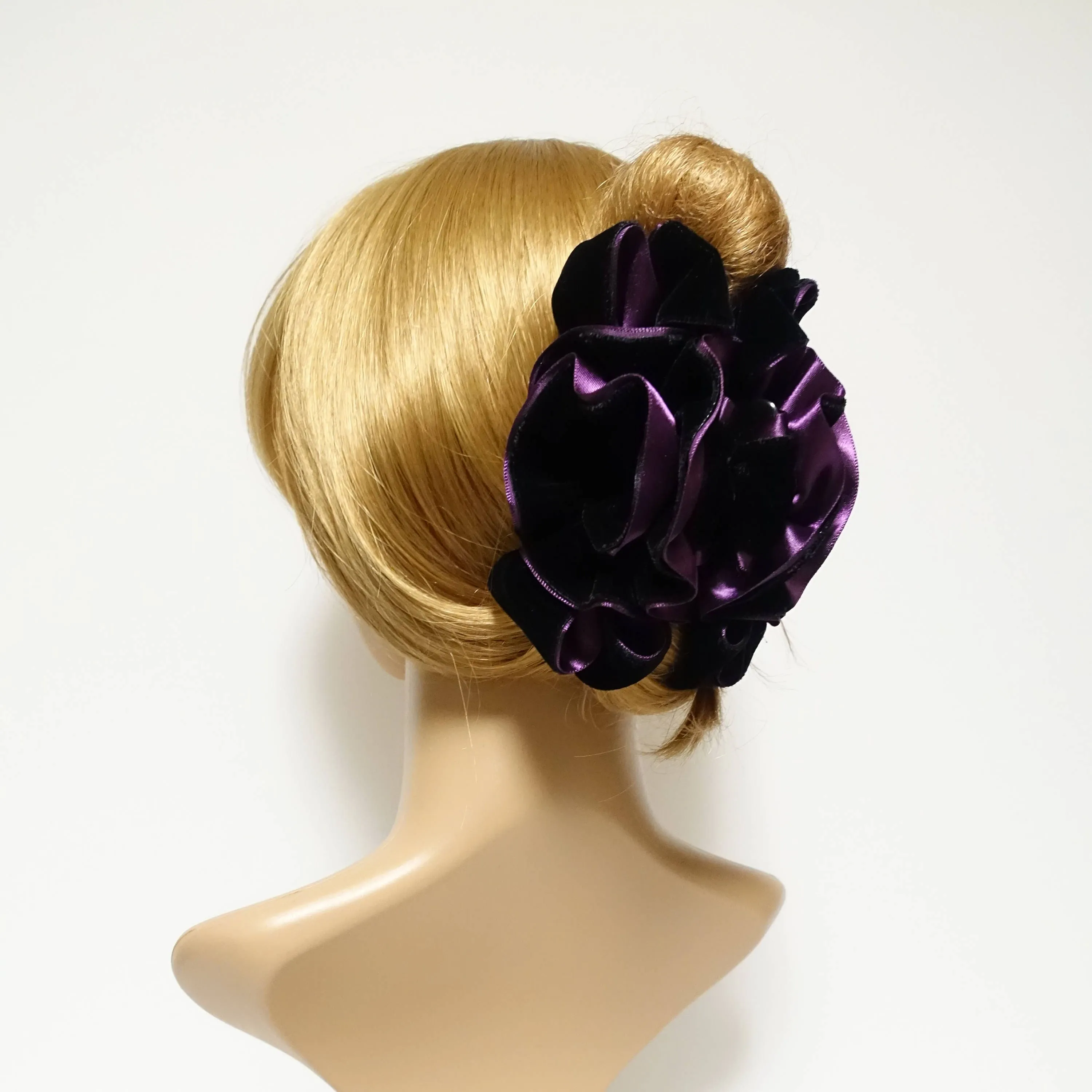 velvet flower hair claw, velvet bow hair clamp, handmade hair accessory for women