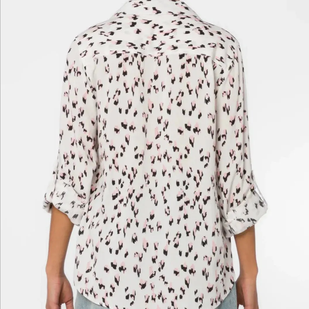 Velvet Heart Talma Abstract Animal Print Shirt (White/Pink)