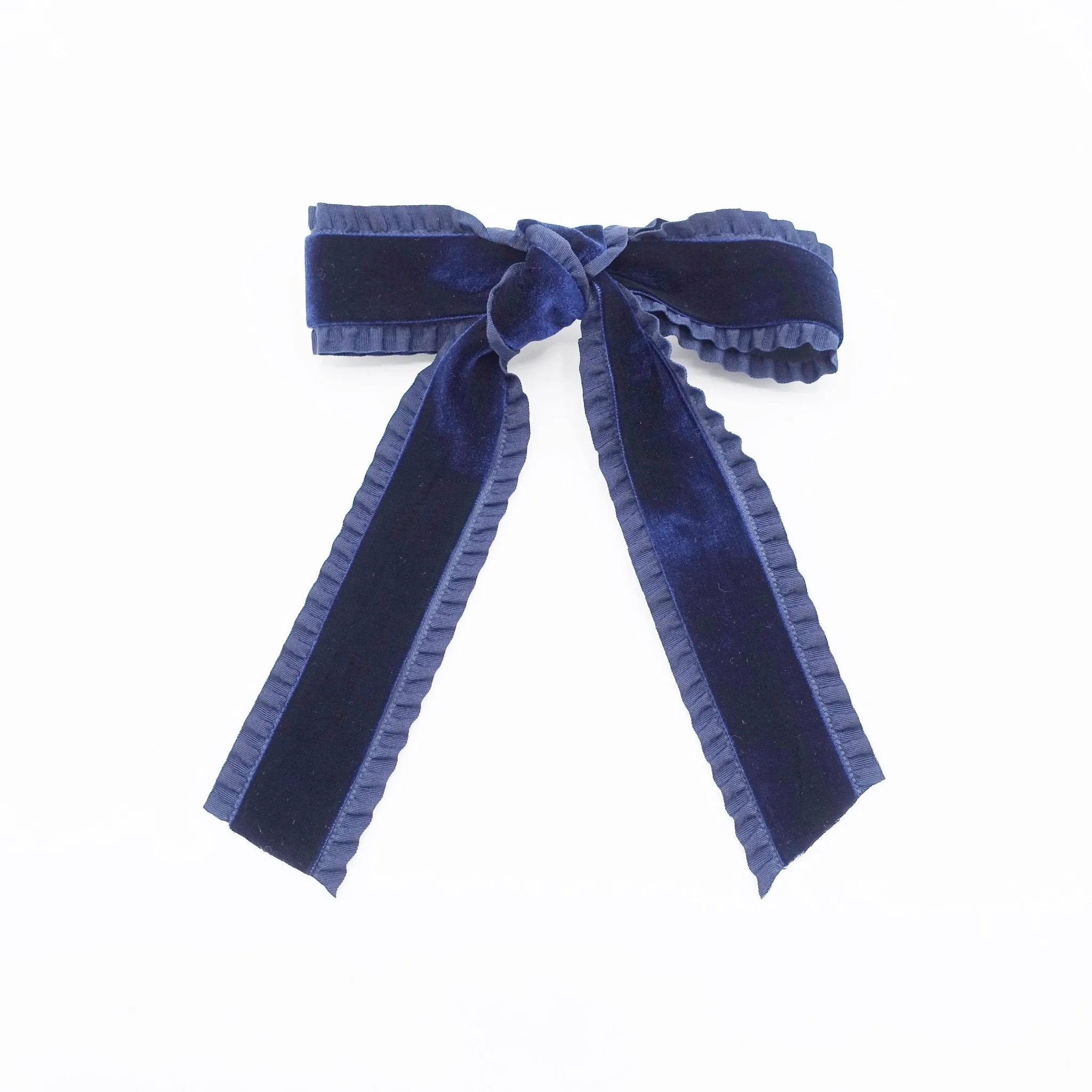 velvet layered frill hair bow Fall Winter hair accessory for women