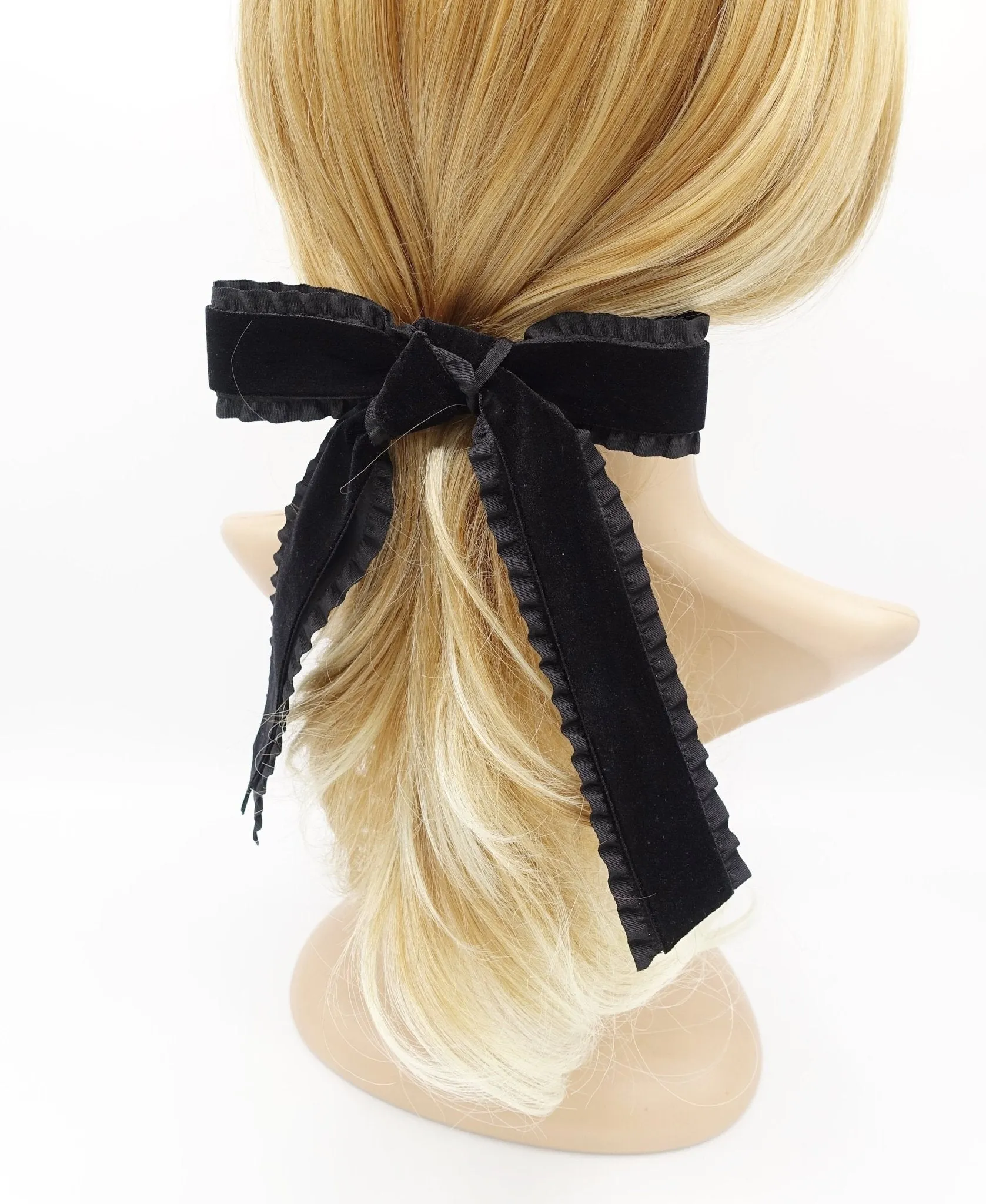 velvet layered frill hair bow Fall Winter hair accessory for women