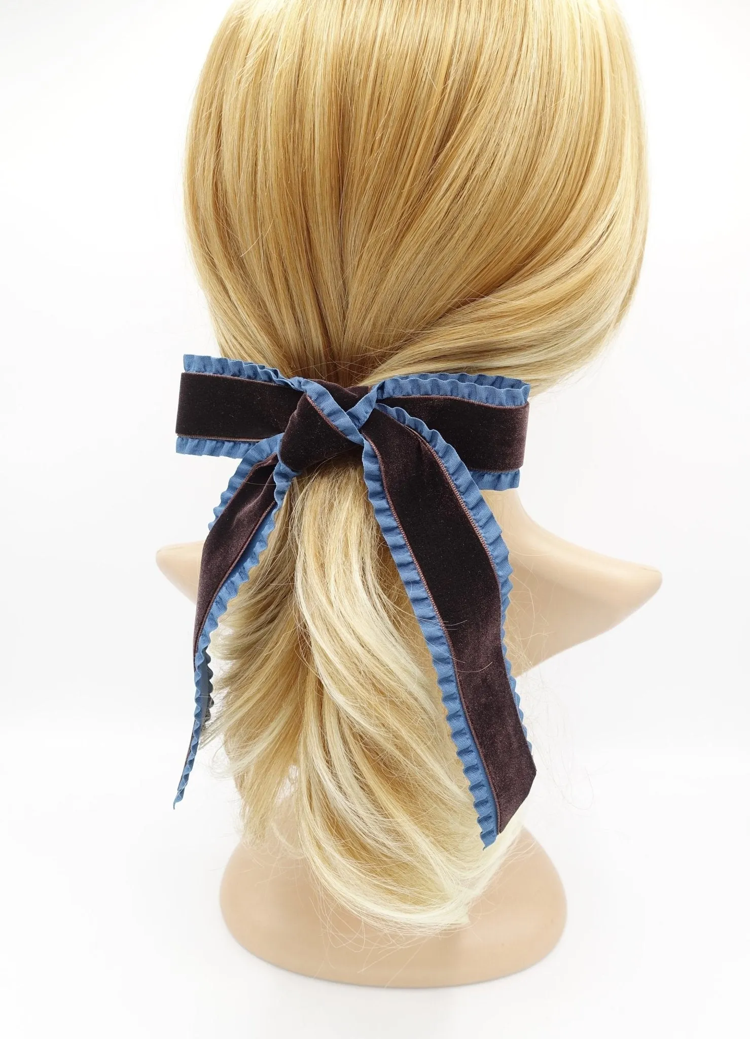 velvet layered frill hair bow Fall Winter hair accessory for women