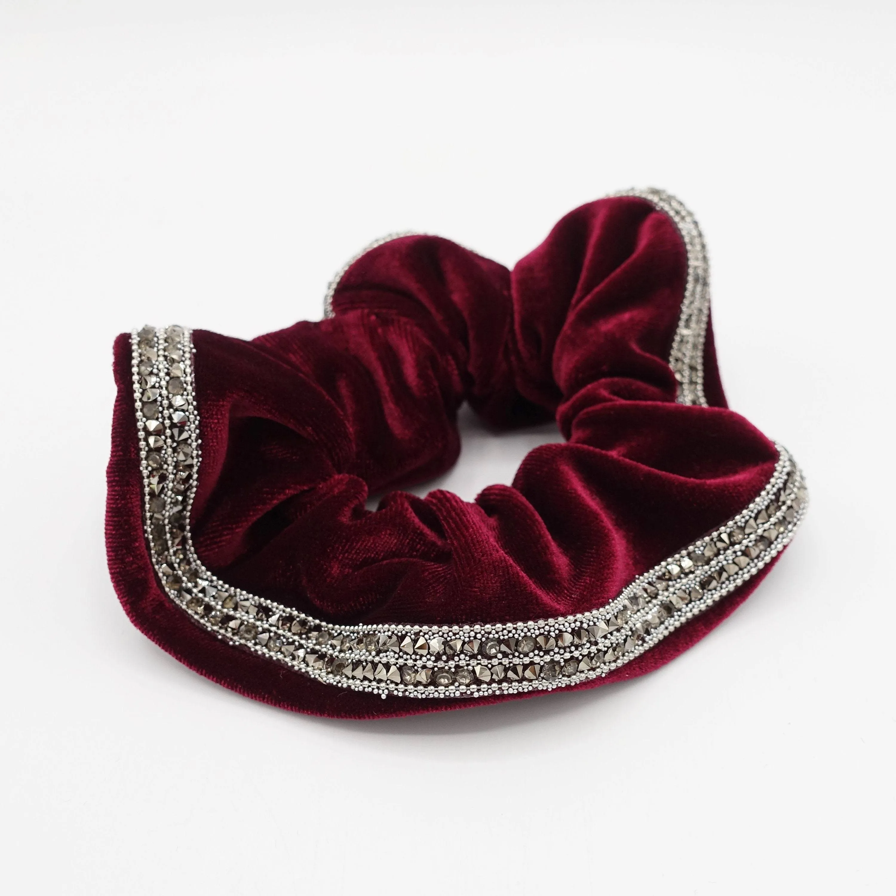 velvet scrunchies bling rhinestone embellished hair elastics for women