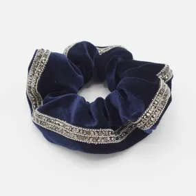 velvet scrunchies bling rhinestone embellished hair elastics for women