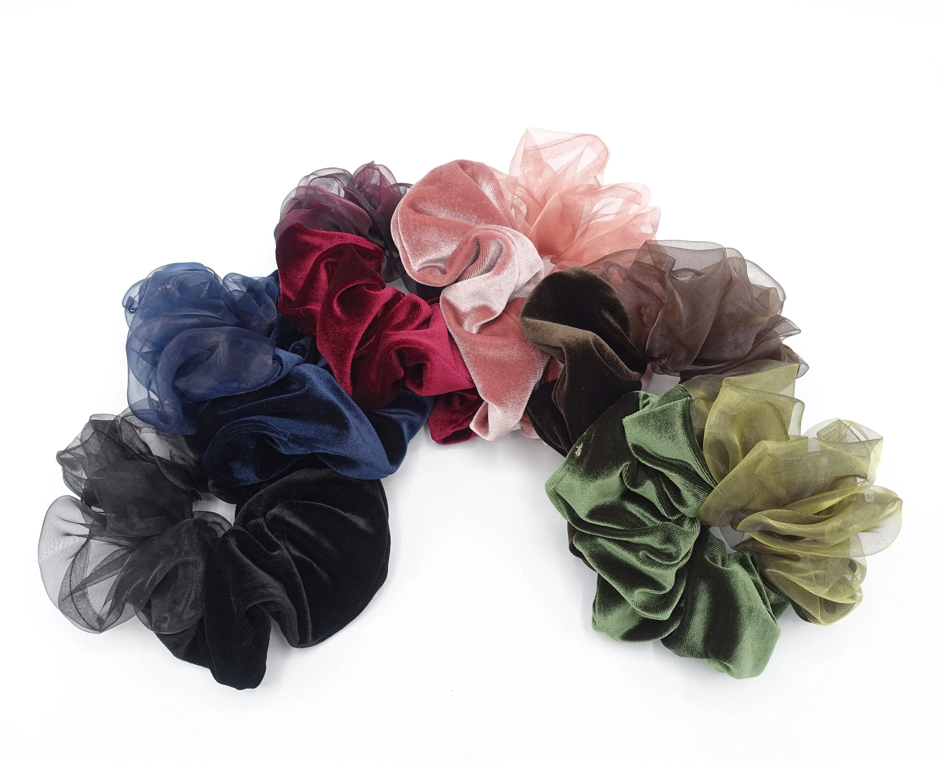 velvet scrunchies tulle block scrunchie for women