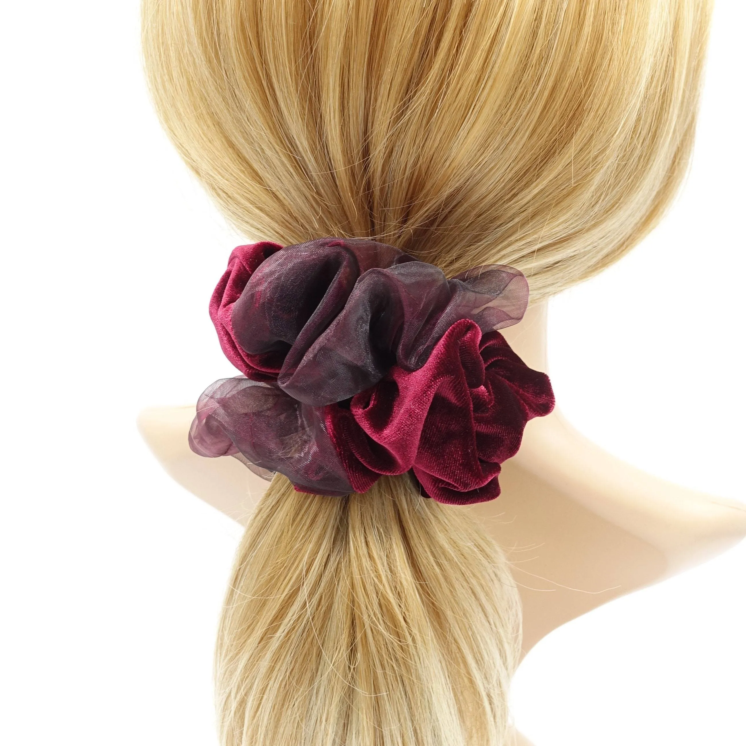 velvet scrunchies tulle block scrunchie for women