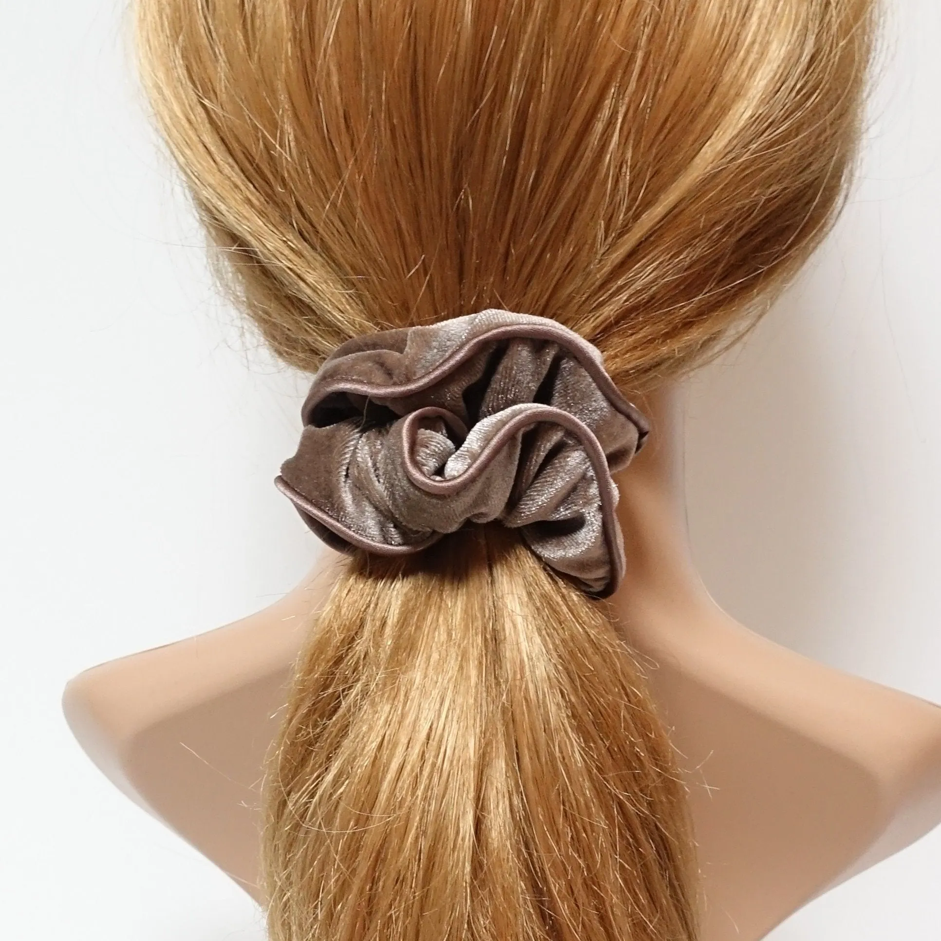 velvet scrunchy with satin trim  medium size scrunchies women hair accessory