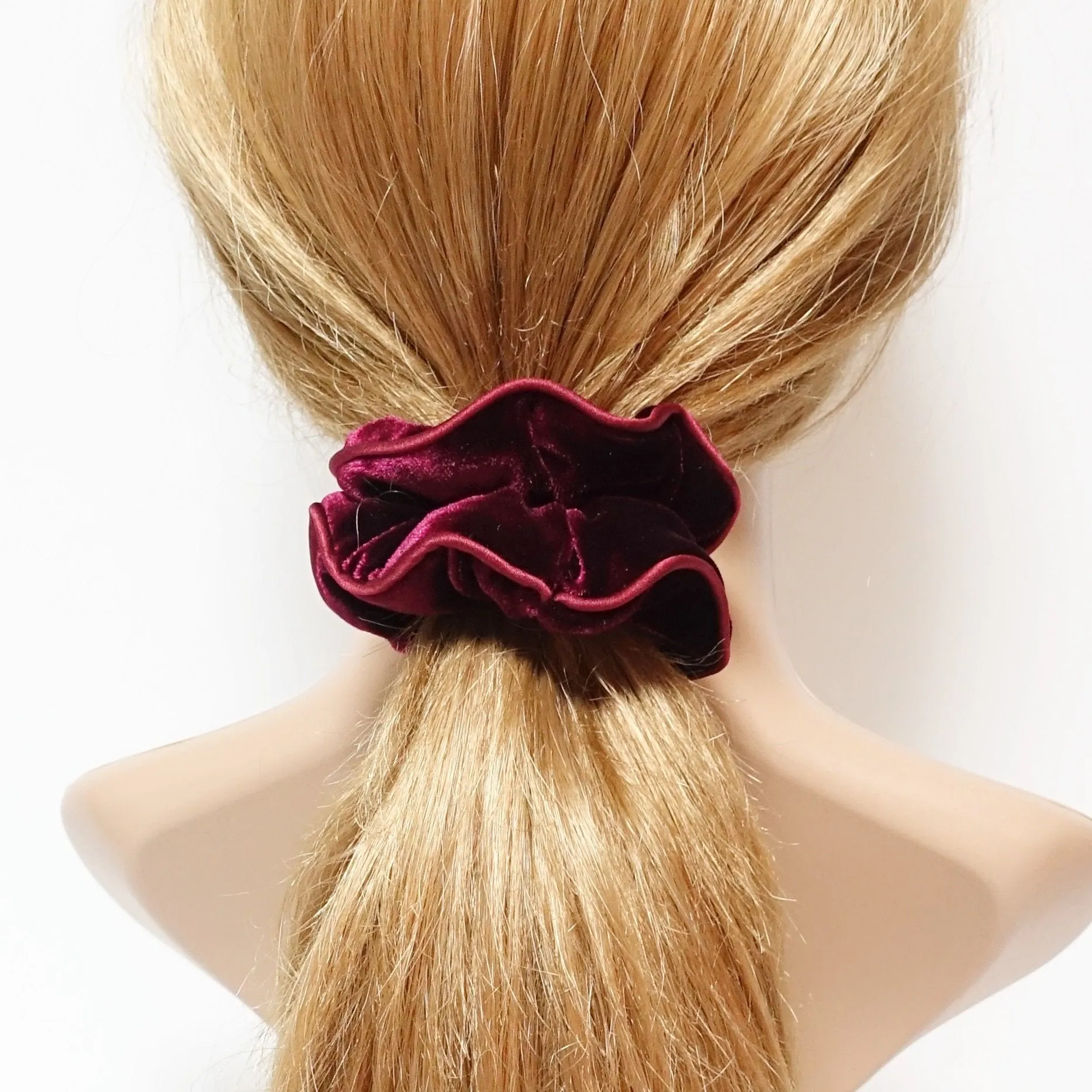 velvet scrunchy with satin trim  medium size scrunchies women hair accessory