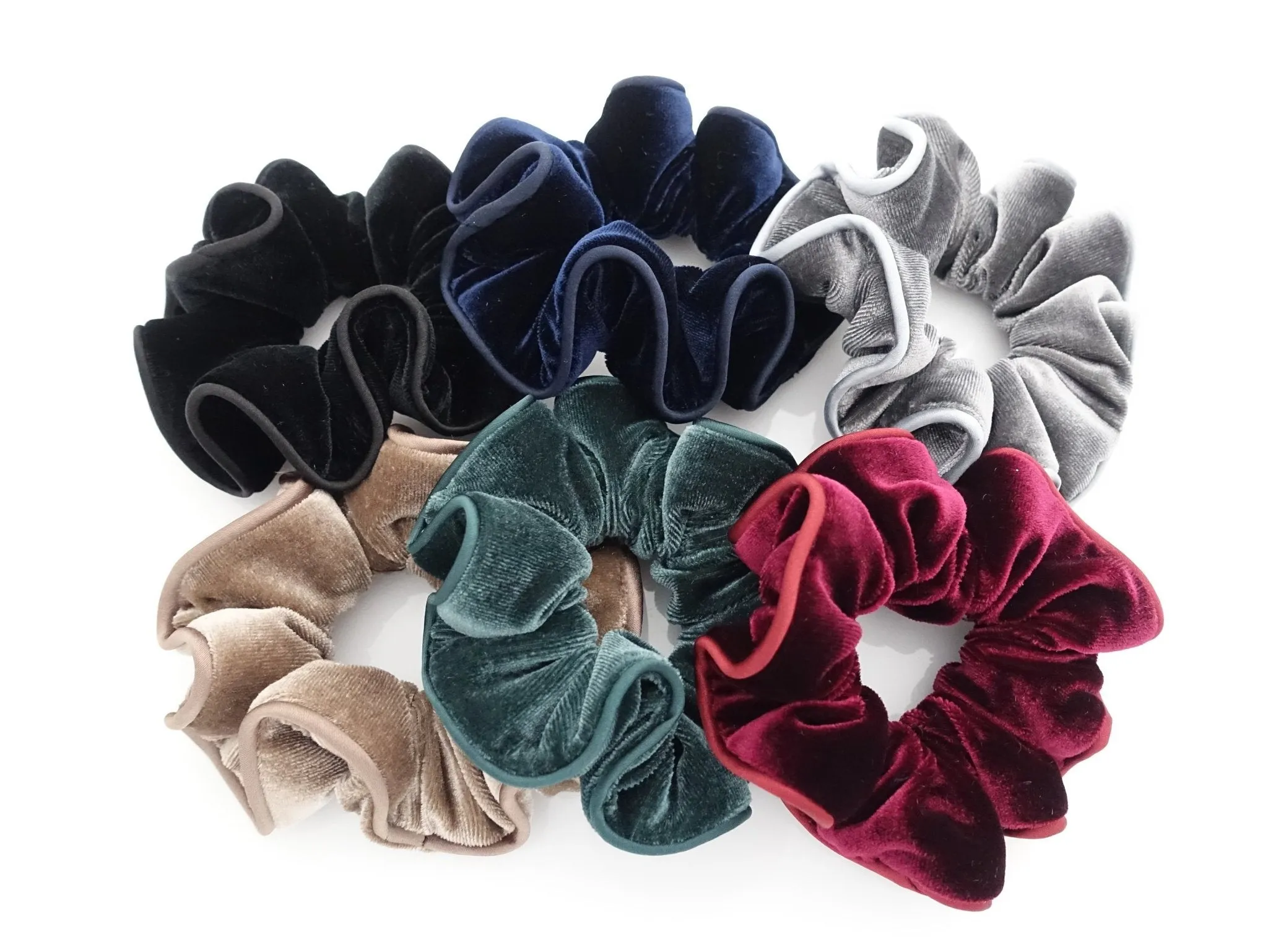 velvet scrunchy with satin trim  medium size scrunchies women hair accessory