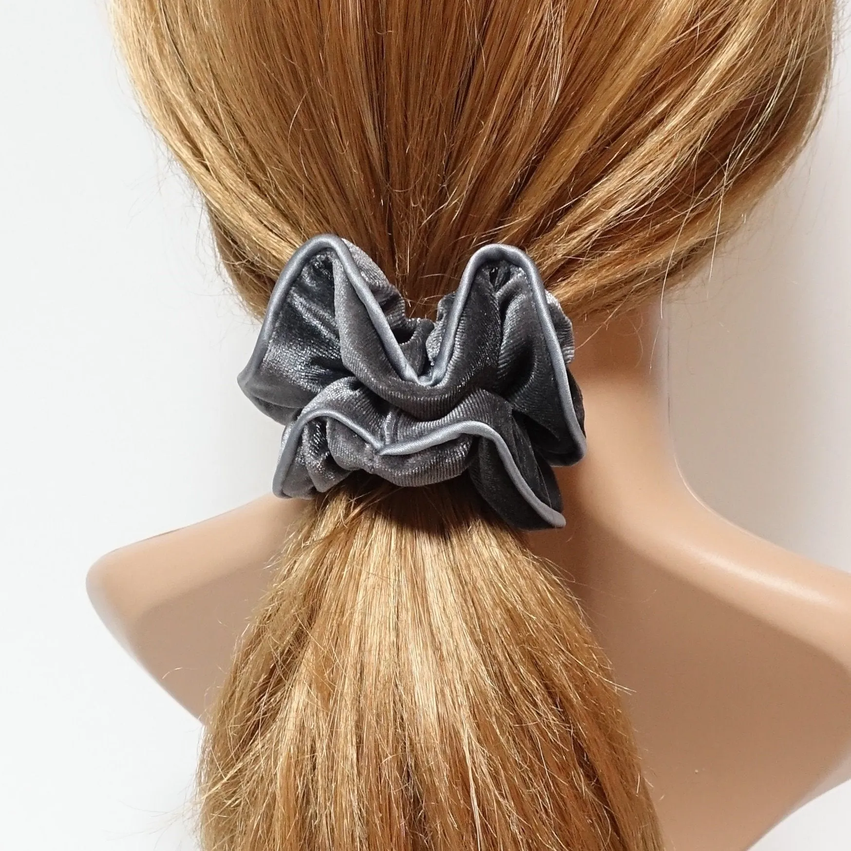 velvet scrunchy with satin trim  medium size scrunchies women hair accessory