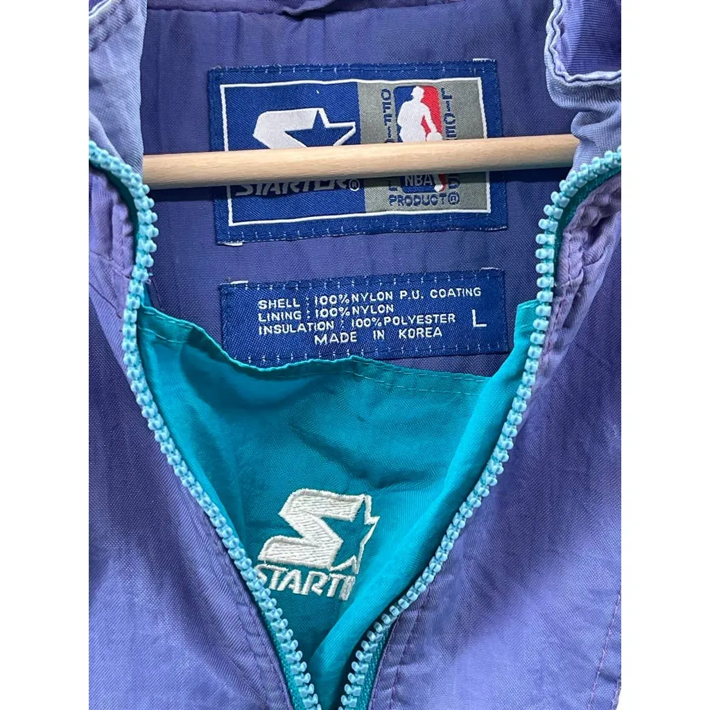 Vintage 1990's Charlotte Hornets Starter Puffer Zip Up NBA Jacket