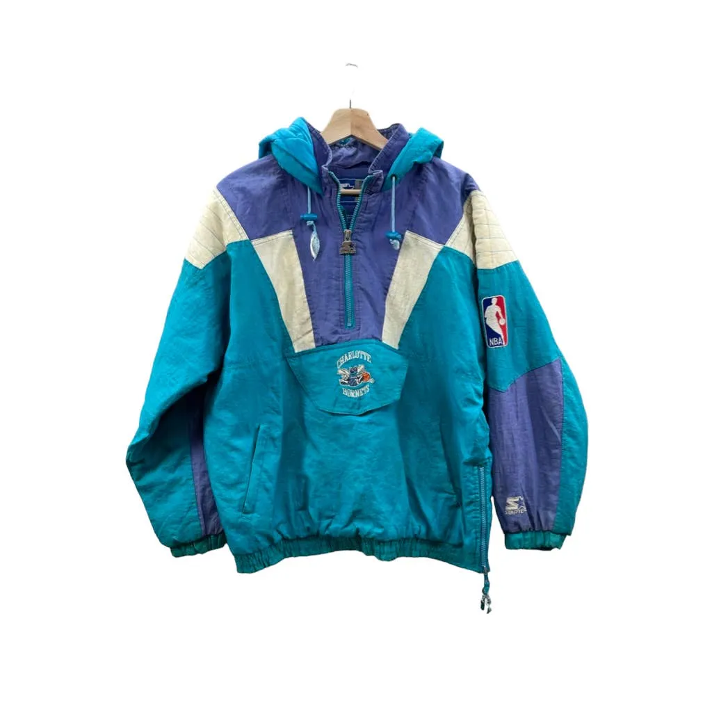 Vintage 1990's Charlotte Hornets Starter Puffer Zip Up NBA Jacket