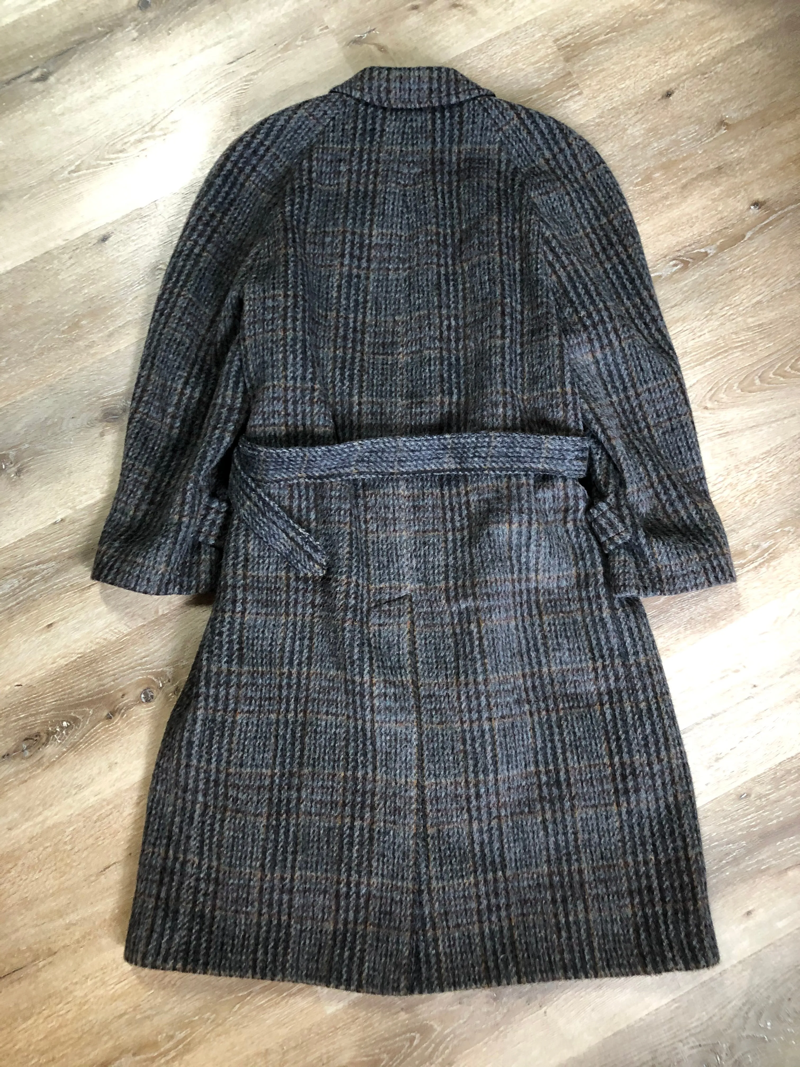 Vintage Evolution Grey Plaid Wool Mohair Blend Coat