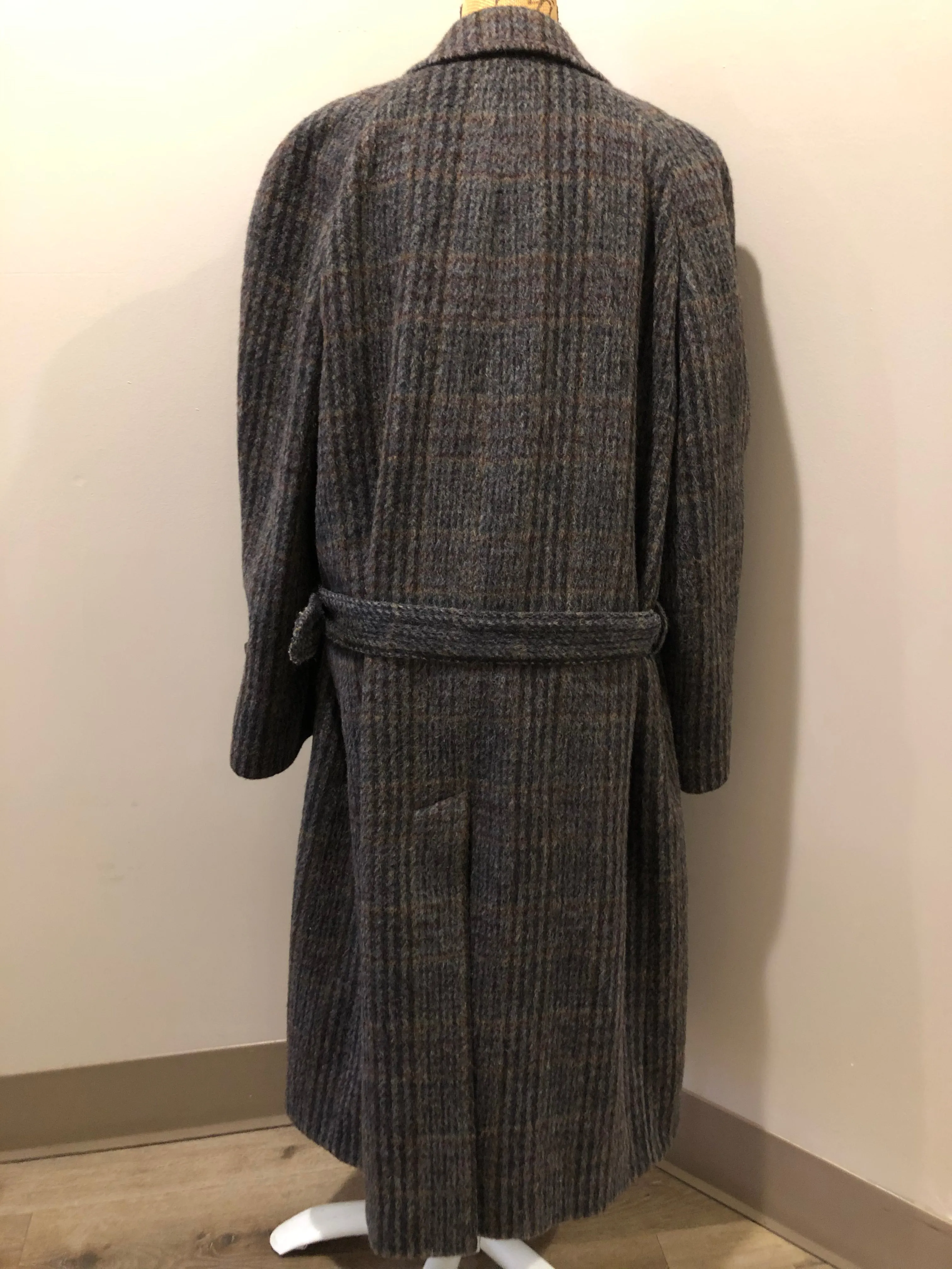 Vintage Evolution Grey Plaid Wool Mohair Blend Coat