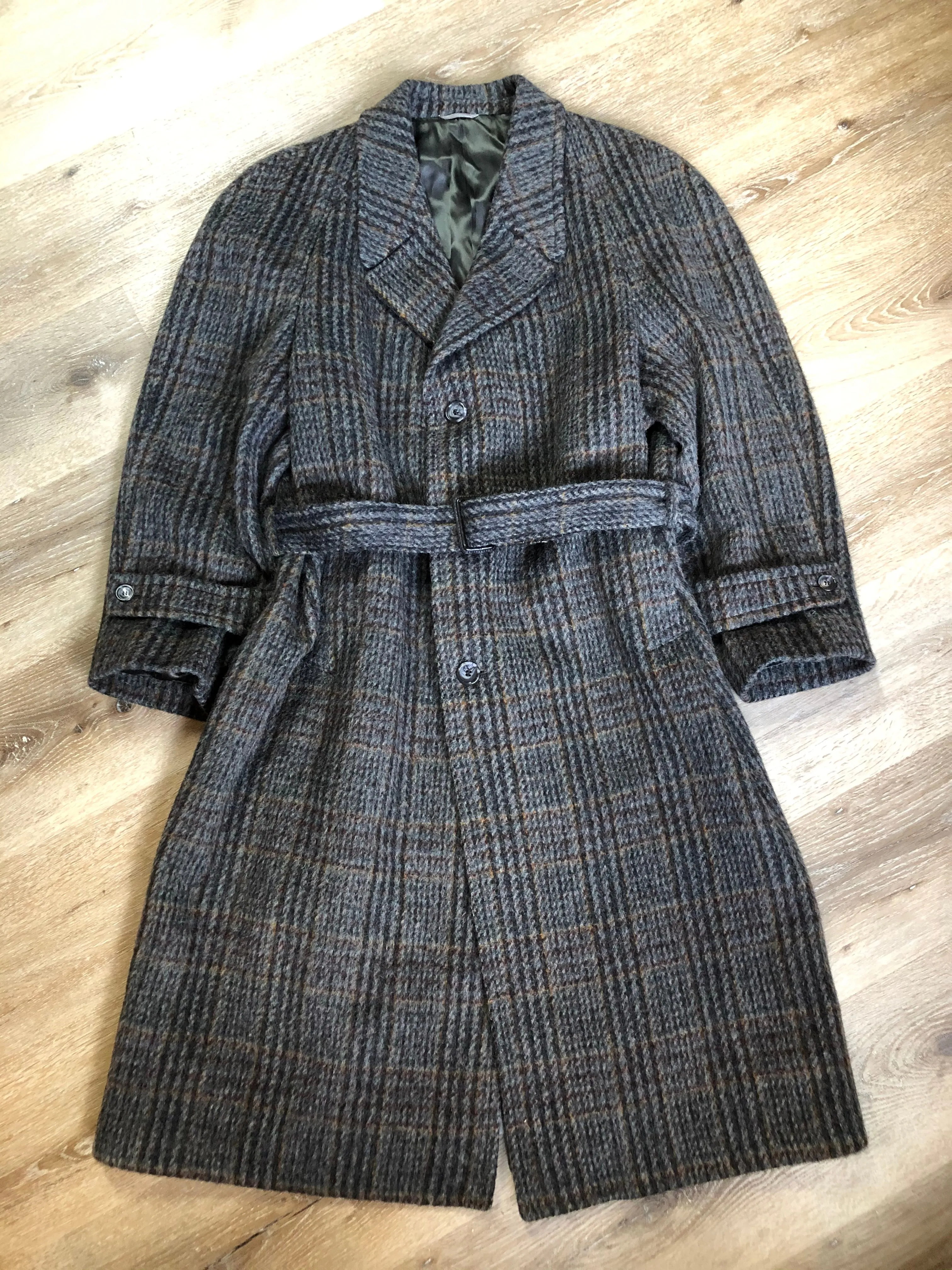 Vintage Evolution Grey Plaid Wool Mohair Blend Coat