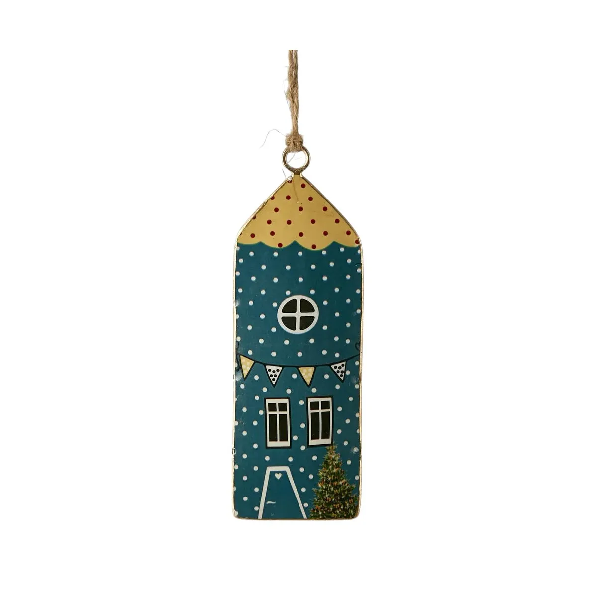 Vixen & Velvet Enamel House Ornament Blue 13cm