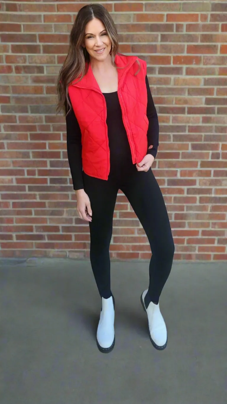 Walk Me Home Puff Vest-Red