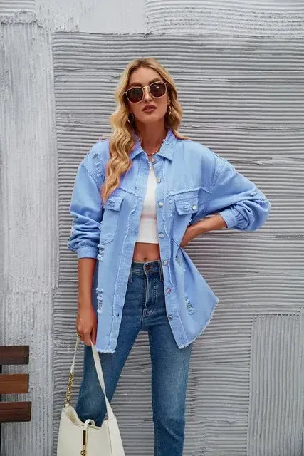 Washed Denim Jacket for Women