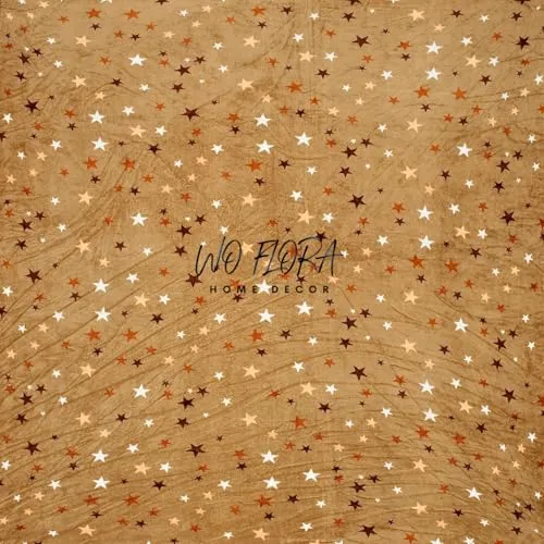 WO FLORA Winter Bedsheet for Doublebed | King Size Elastic Fitted Bedsheet with 2 Full Size Pilllow Covers | Super Soft Velvet Warm Bedsheet fit Upto 72x78x6 Inches Mattress, Brown Stars