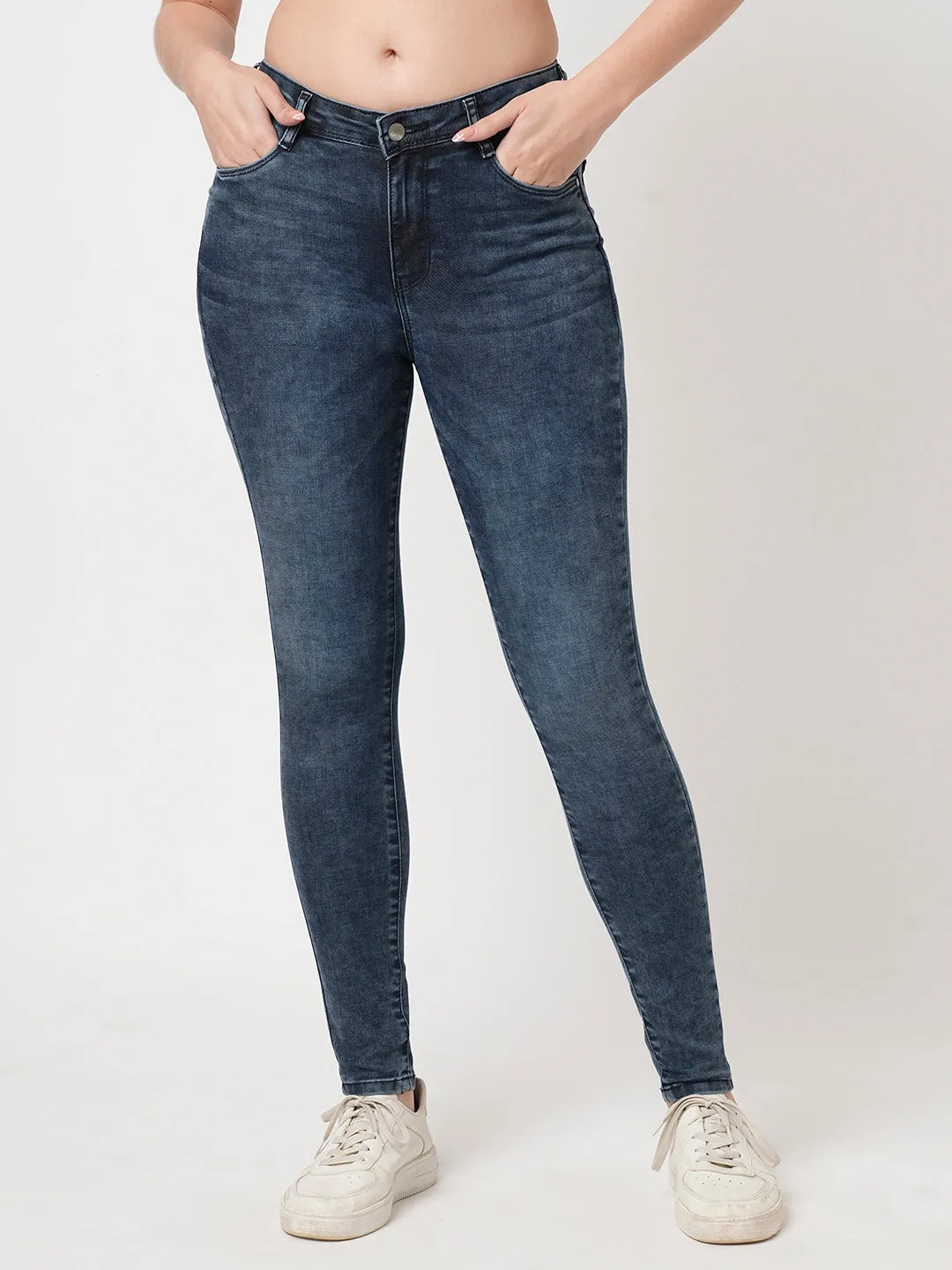 Women Blue High-Rise Skinny Jeans