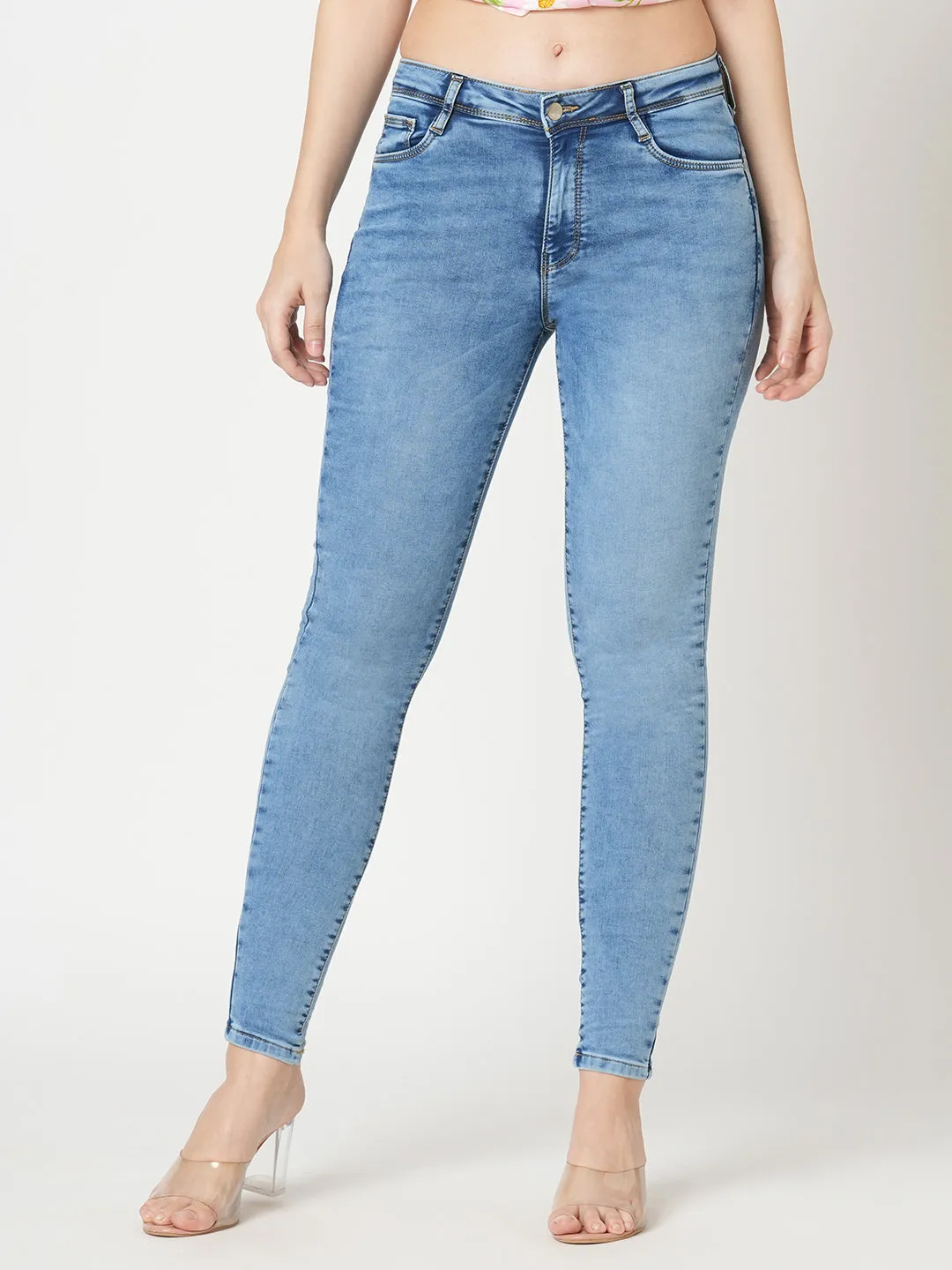 Women Blue High-Rise Skinny Jeans