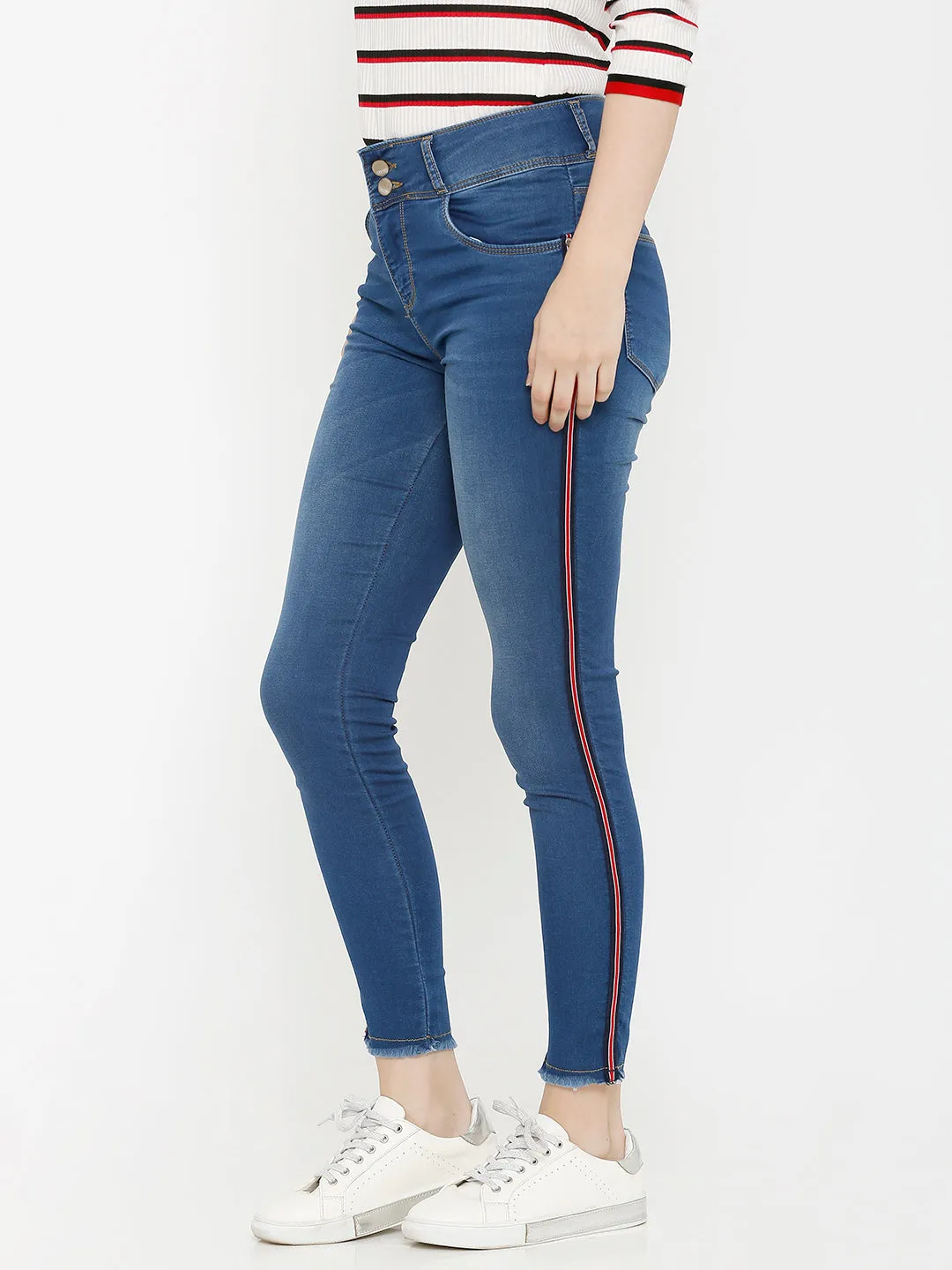 Women Blue High-Rise Skinny Jeans