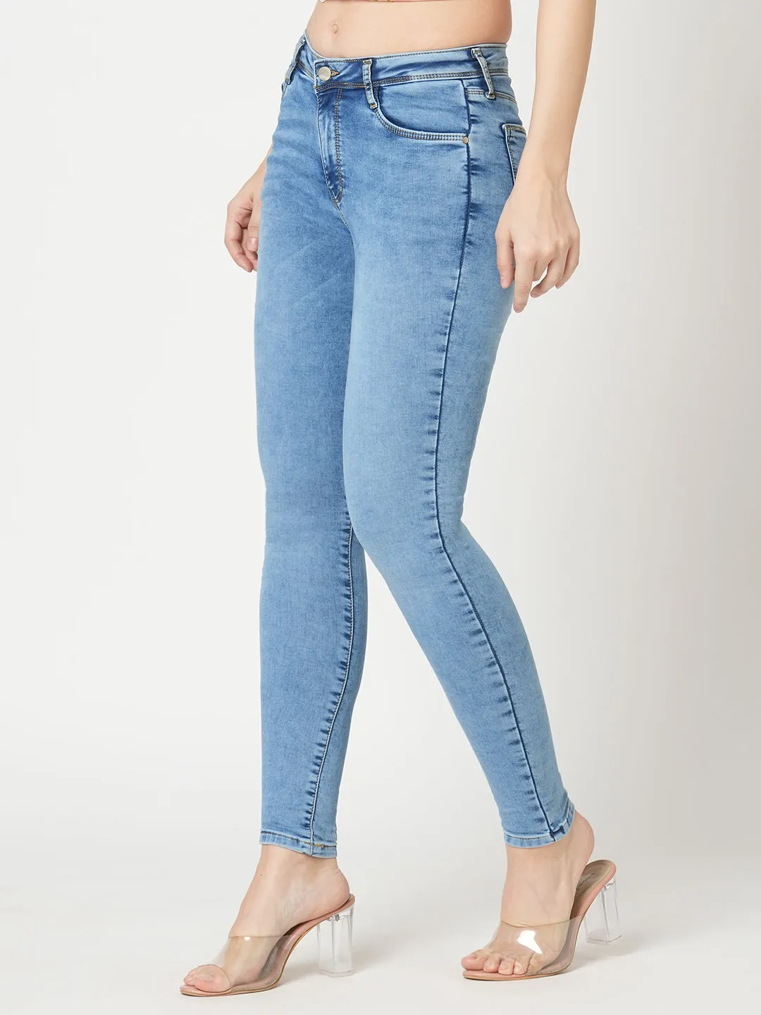 Women Blue High-Rise Skinny Jeans