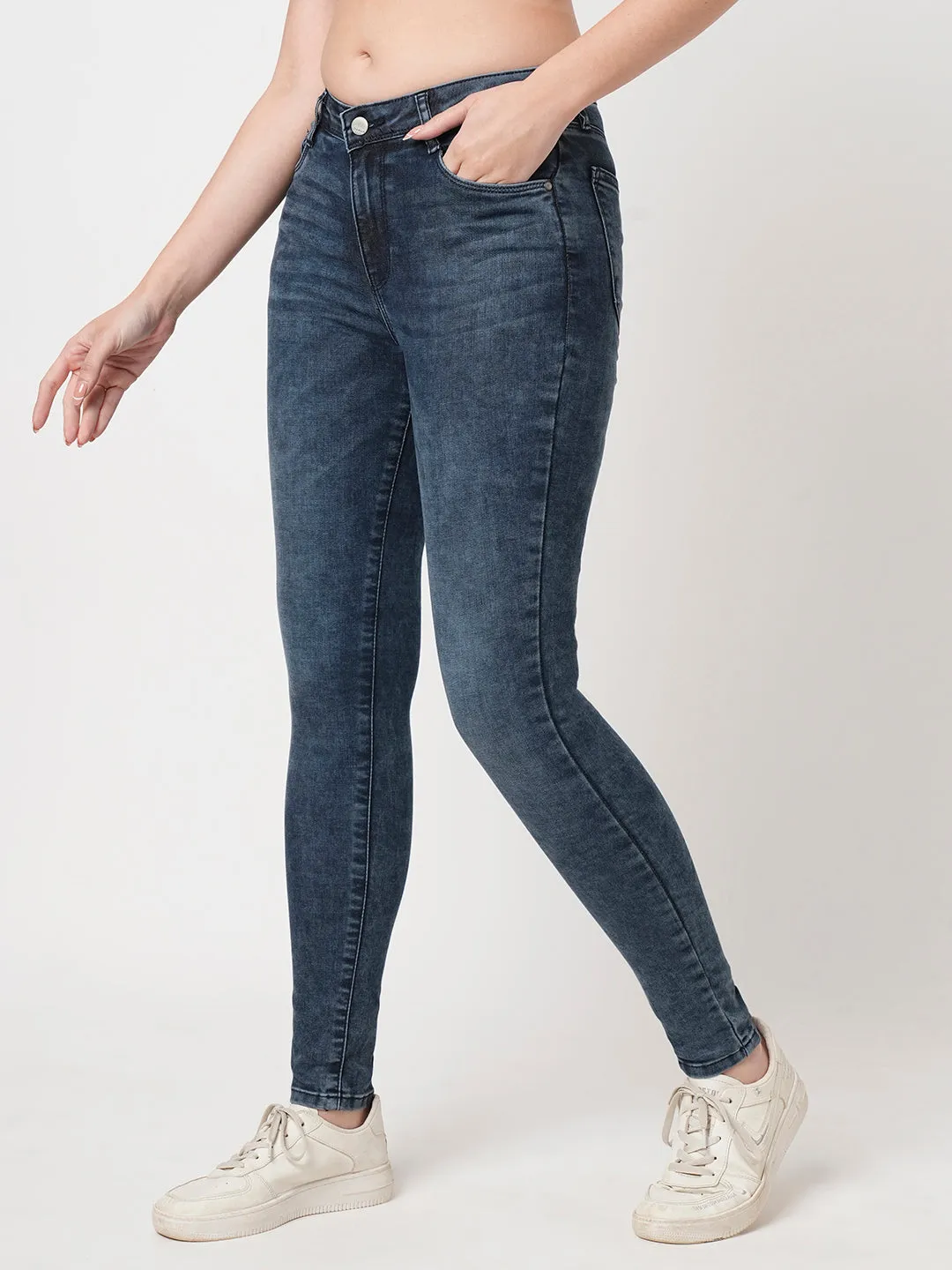 Women Blue High-Rise Skinny Jeans