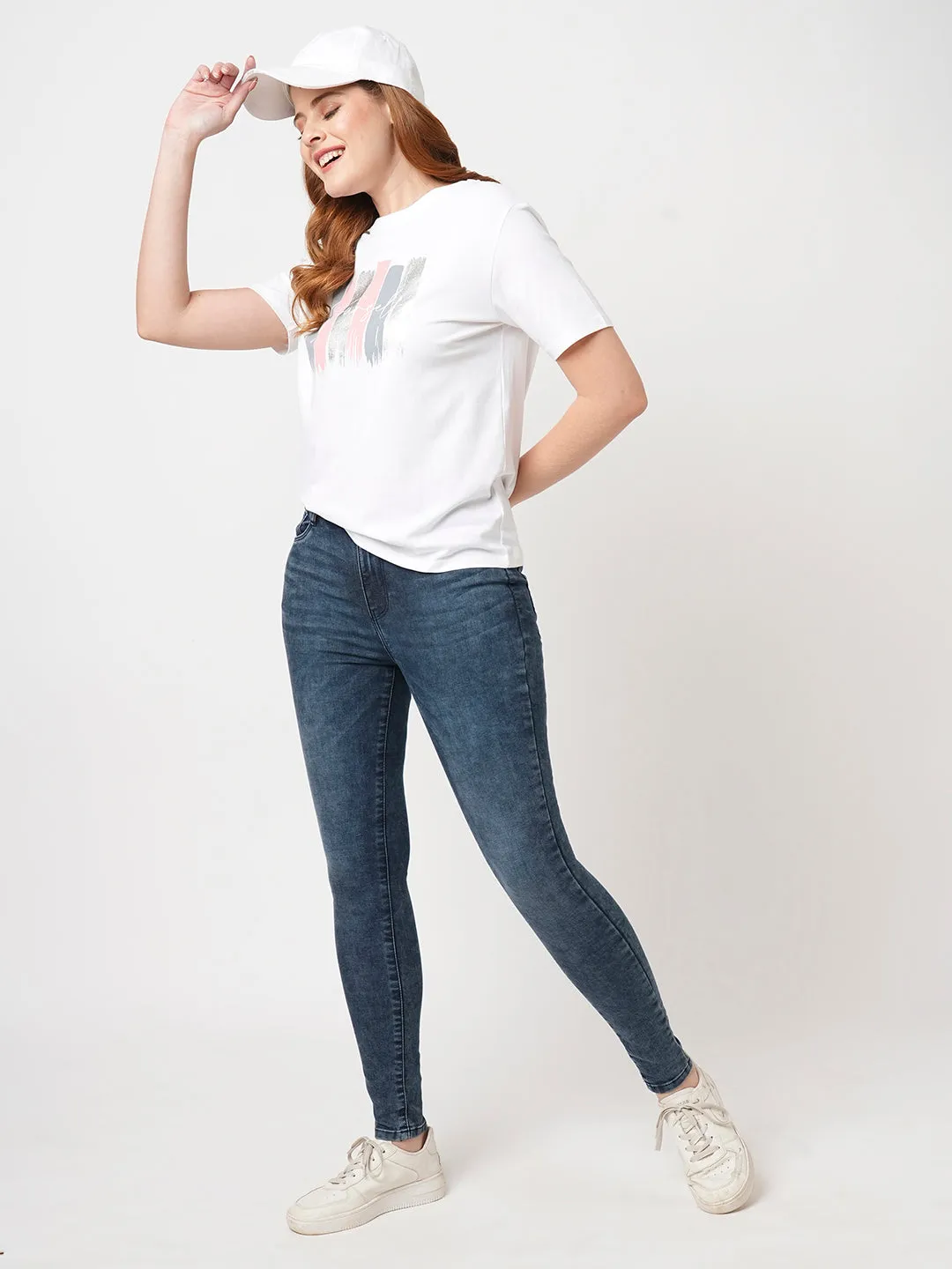 Women Blue High-Rise Skinny Jeans