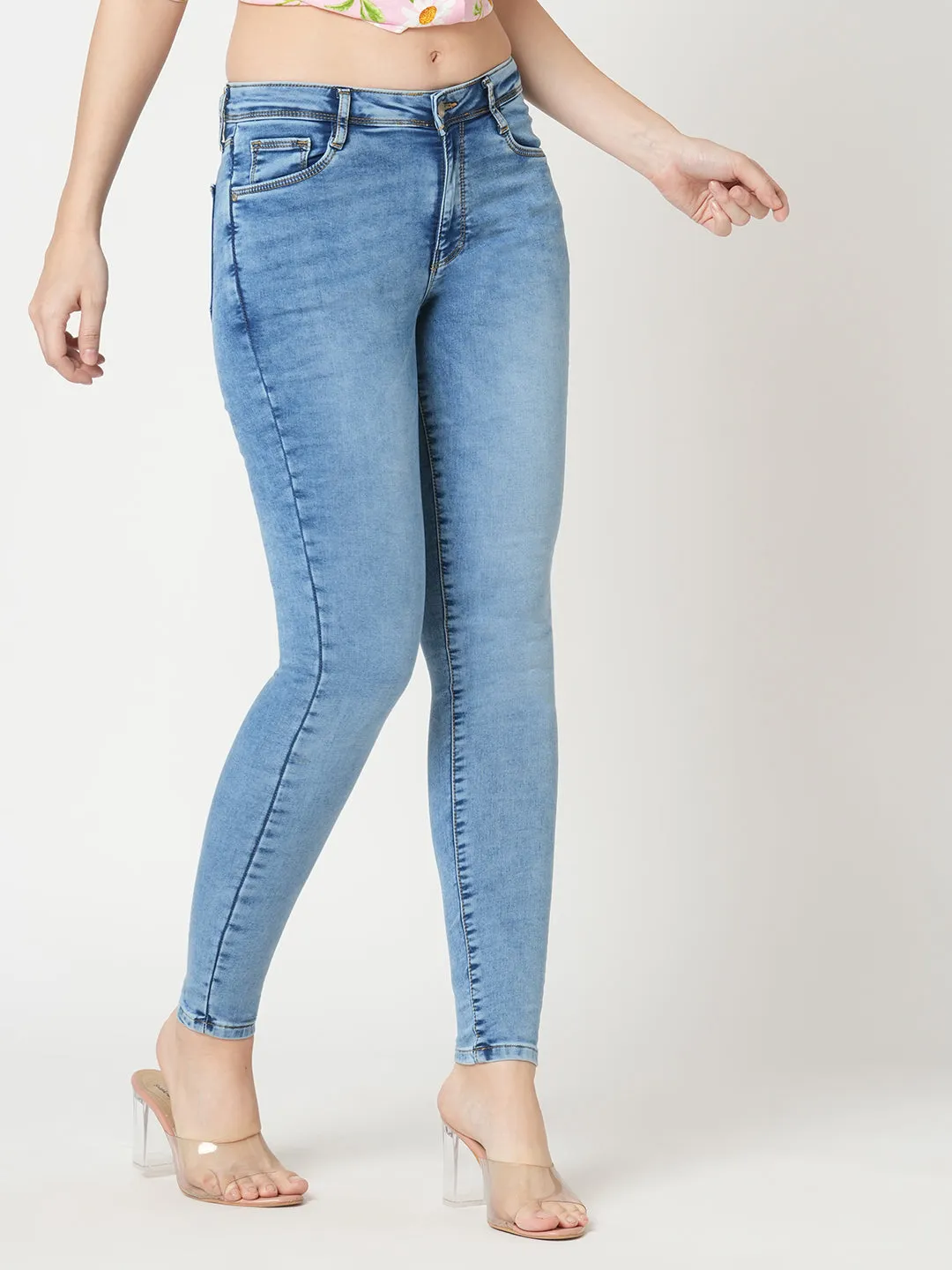 Women Blue High-Rise Skinny Jeans