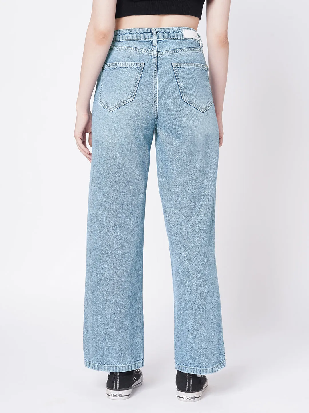 Women Blue High-Rise Wide Leg Jeans