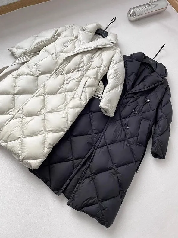 Women Long Down Jacket Down Coat Gray