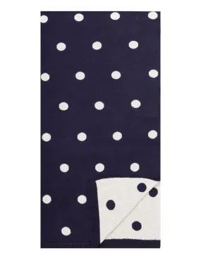 Women's 100% Cotton Reversible Double Knit Polka Dot Scarf - Navy/Ivory