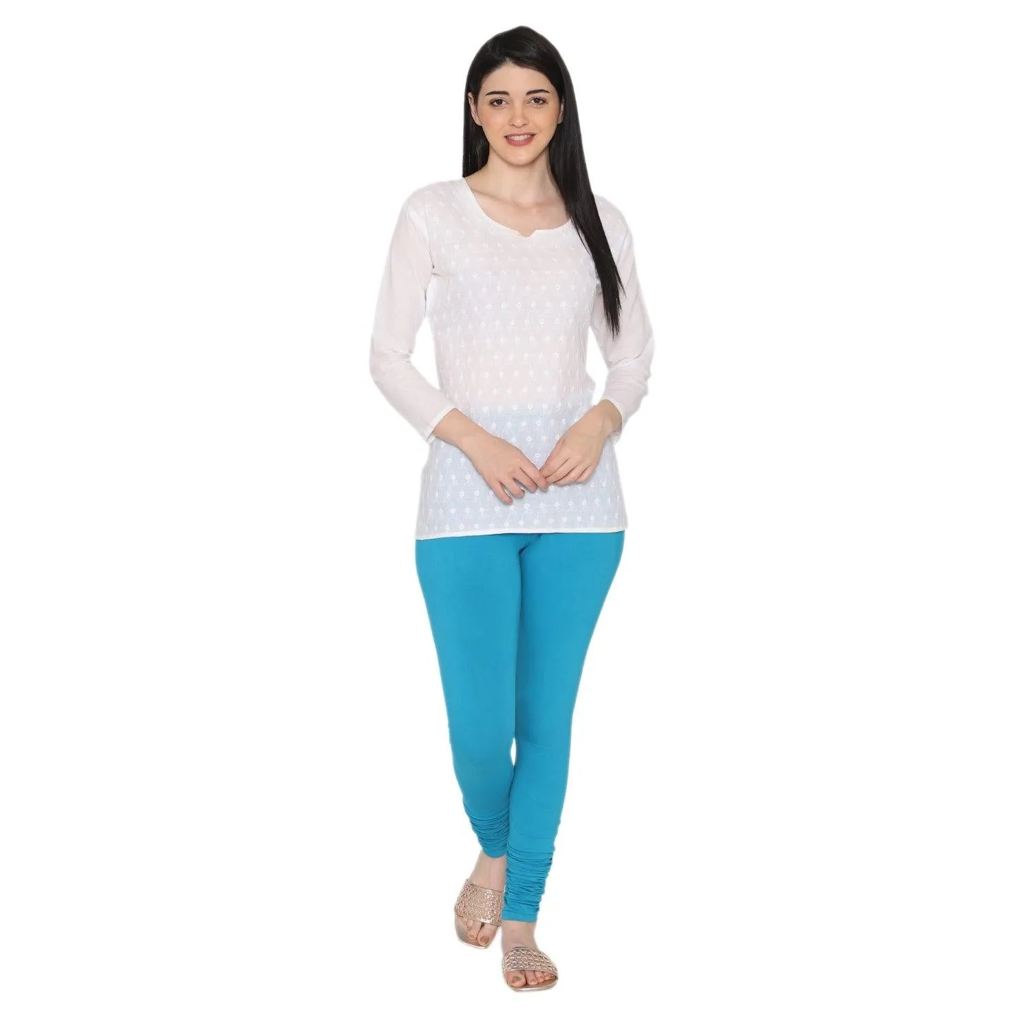 Women's Cotton Churidar leggings (Free Size) - Sapphire