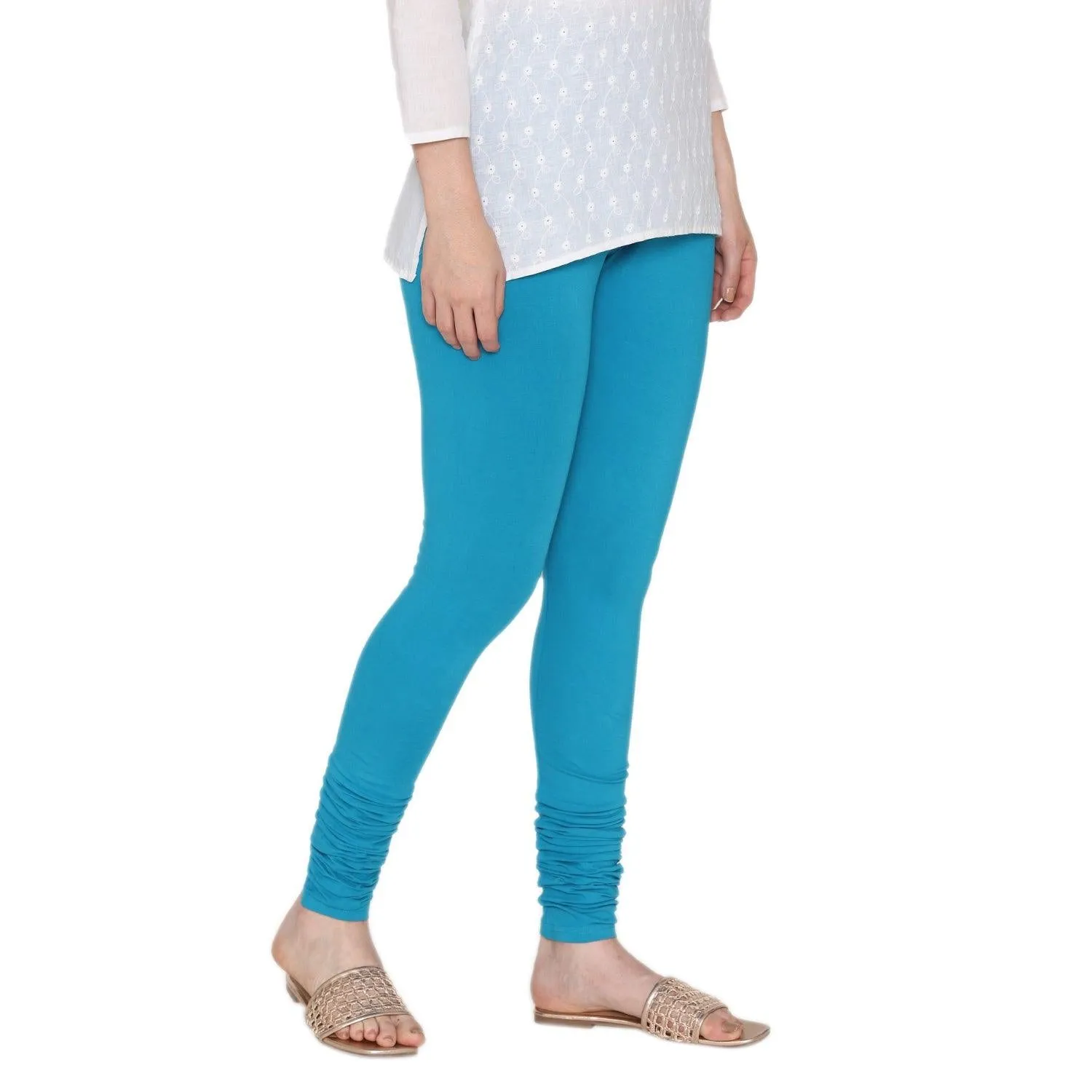 Women's Cotton Churidar leggings (Free Size) - Sapphire