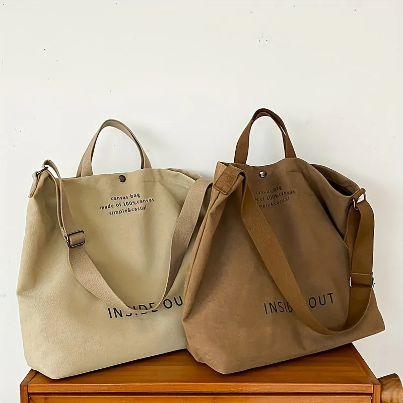 Womens Stylish Letter Canvas Tote Spacious  Versatile Travel Companion